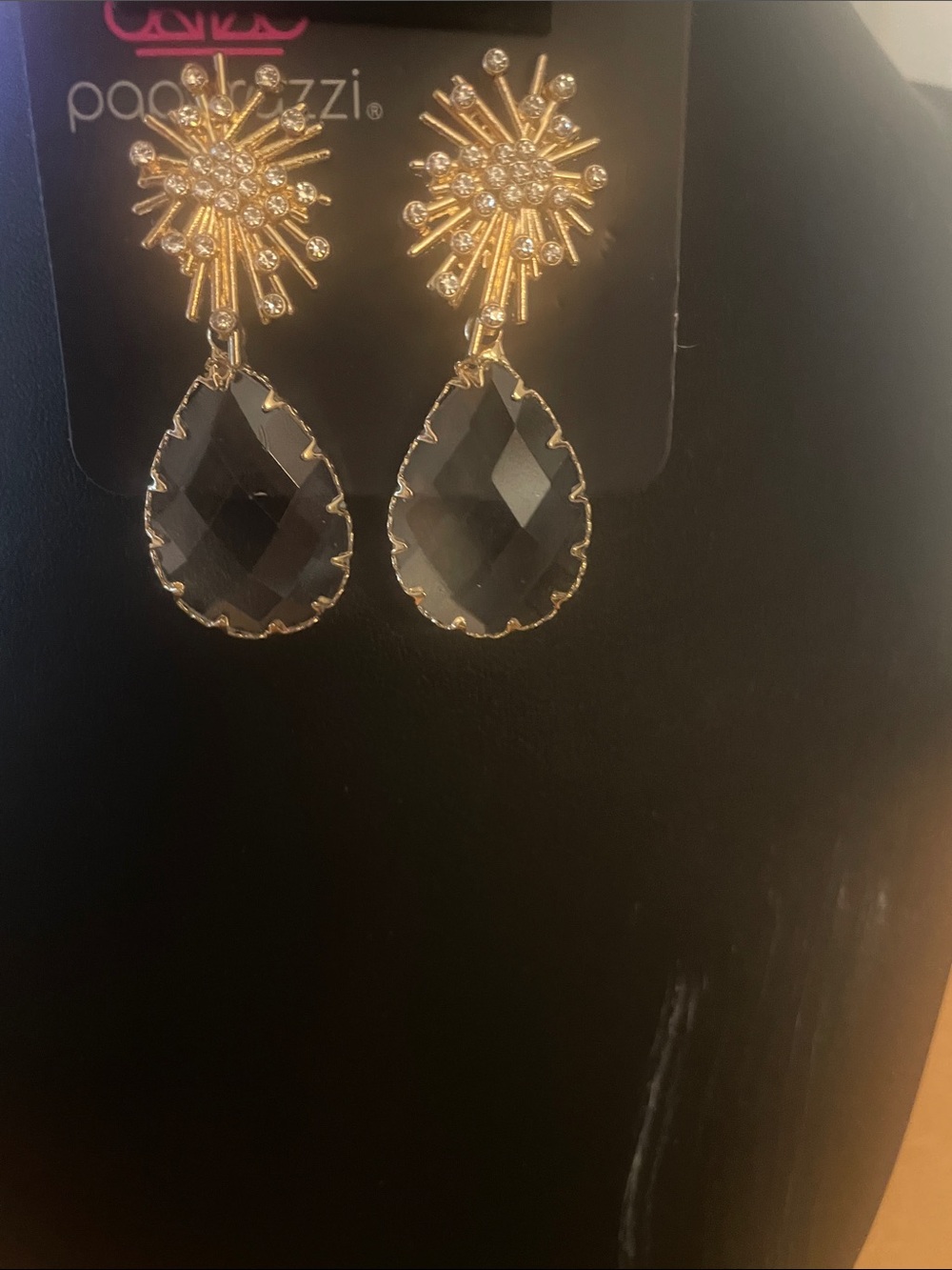 paparazzi Gold and Gray Faceted Teardrop Earrings